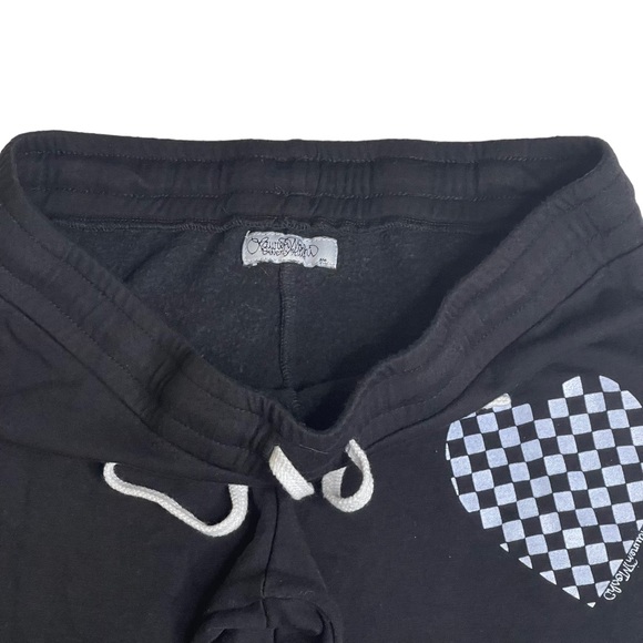 Lauren Moshi ᨎ Rad Checker Heart Smiley Lips Patch Elements Sweatpants ᨎ Black M - Picture 7 of 17